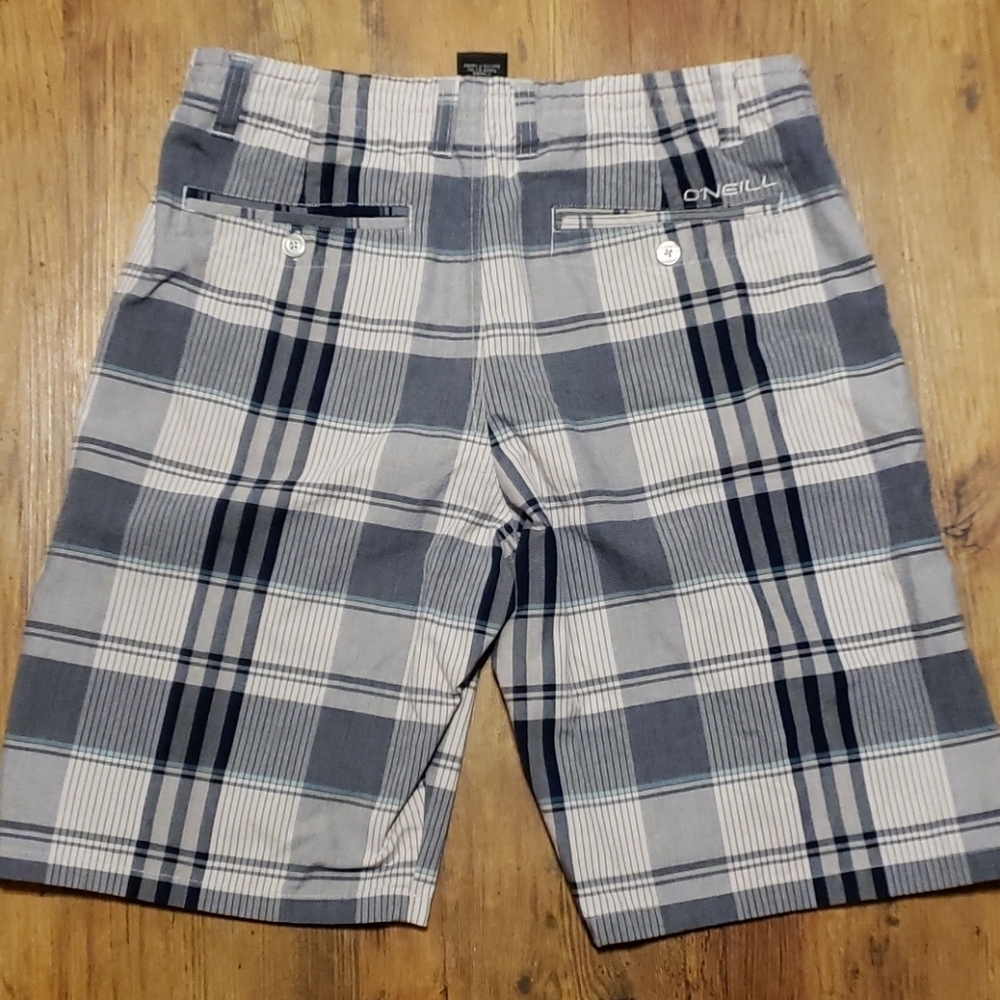 O'Neill blue & grey plaid flat front board shorts - Picture 5 of 5